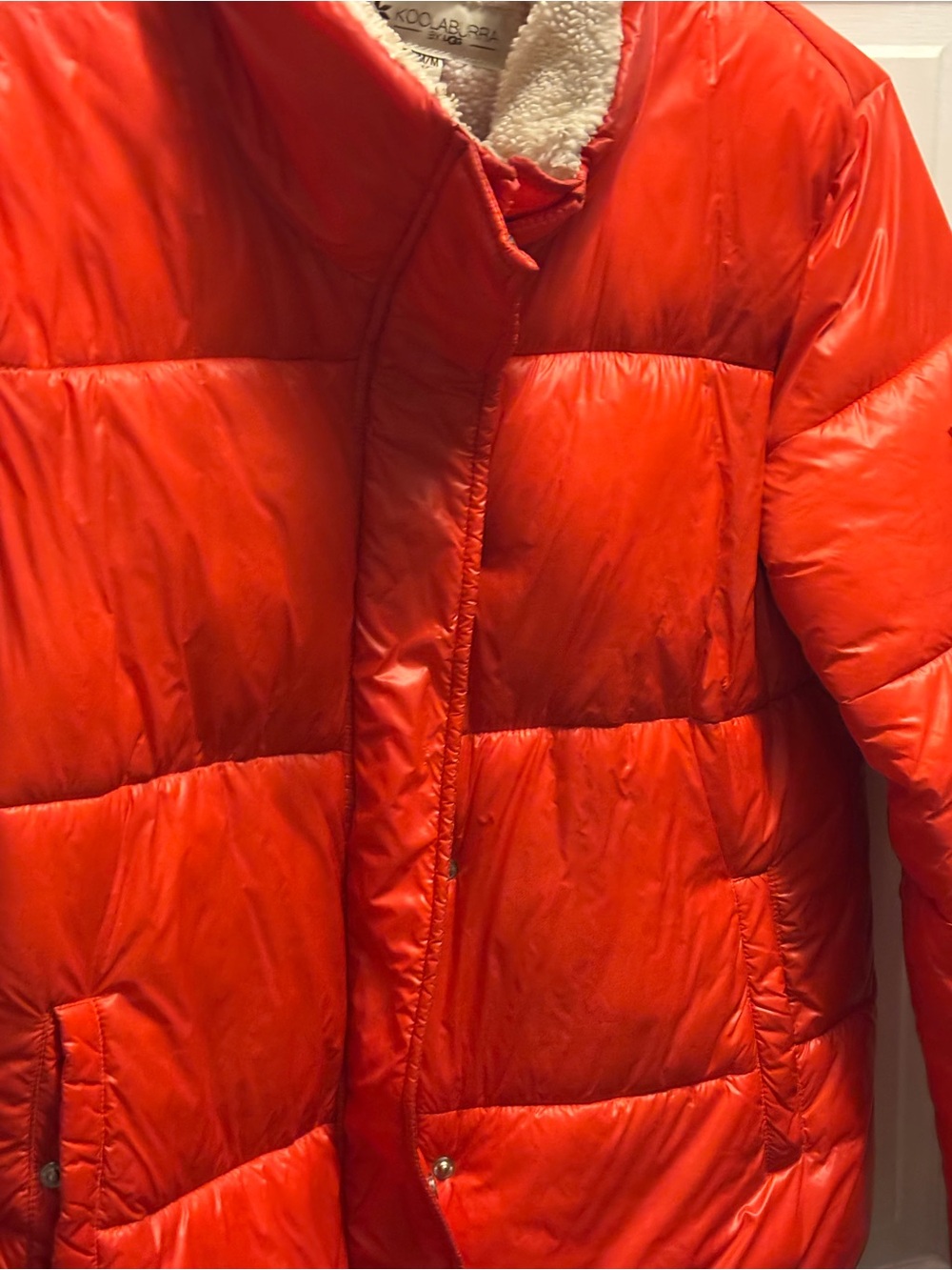 UGG Koolaburra Bright Pinkish Orange Puffy with Shearling-Look Lining